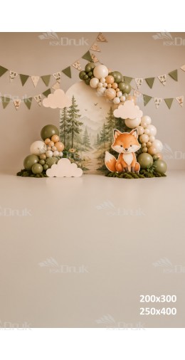 Tło fotograficzne „Lisek w pastelowym lesie” | UB_893